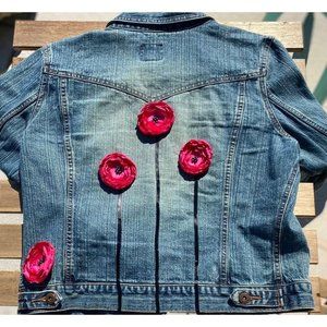 Route 66 Denim Jacket Handmade Decorated L